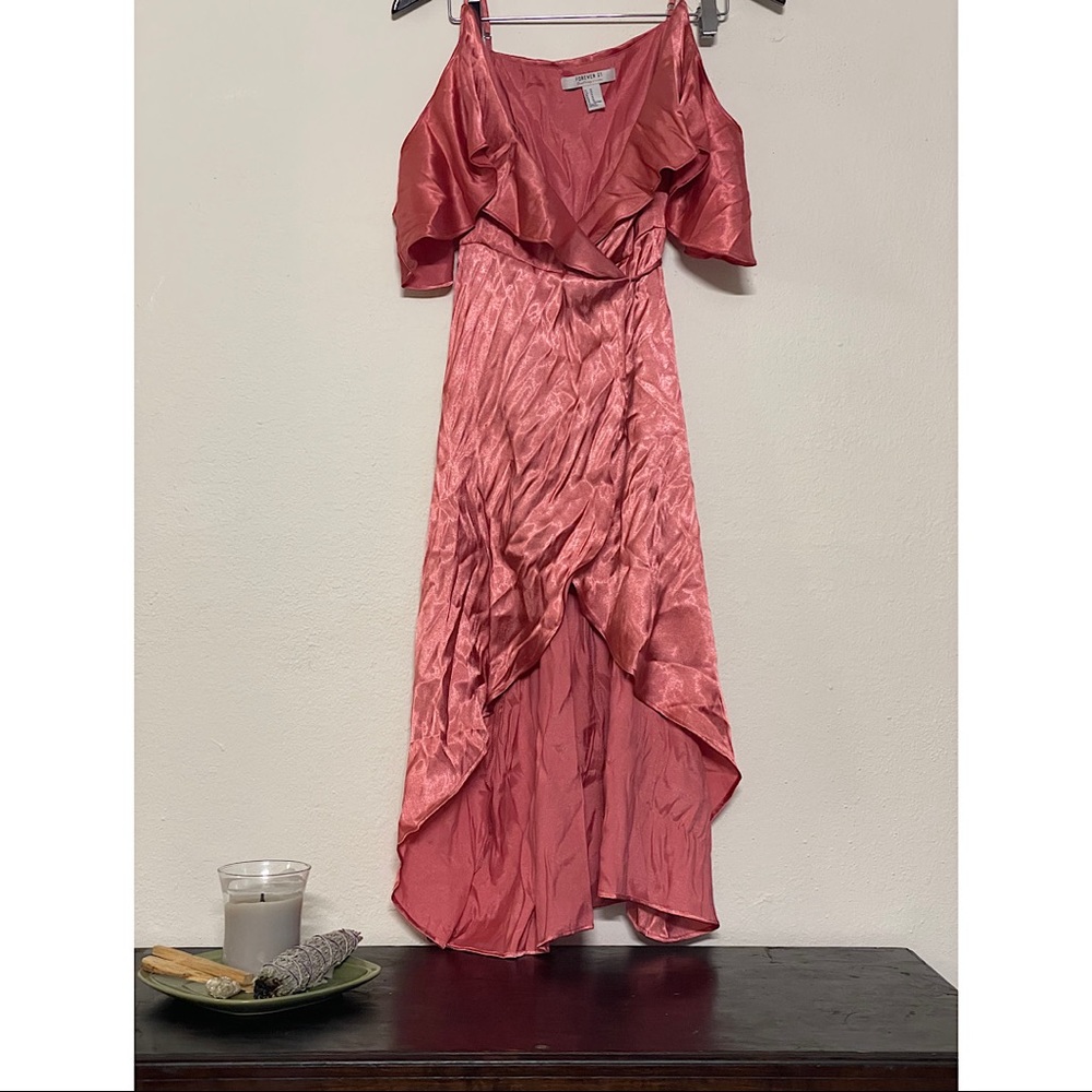 Coral tie up dress